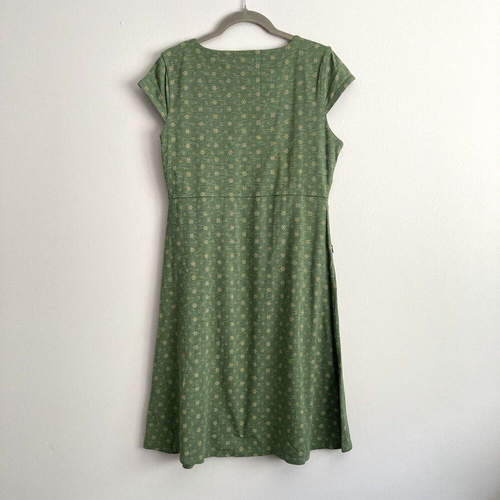 Toad & Co Rosemarie Green Cap Sleeve Dress Size Medium Organic Cotton Casual - Picture 7 of 11